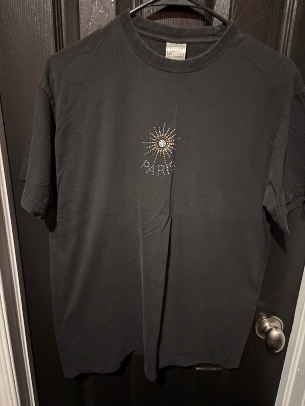 Embellished Paris Sunburst Black Short Sleeve Tee